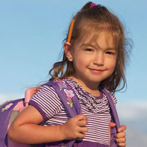 Eva heading off to school